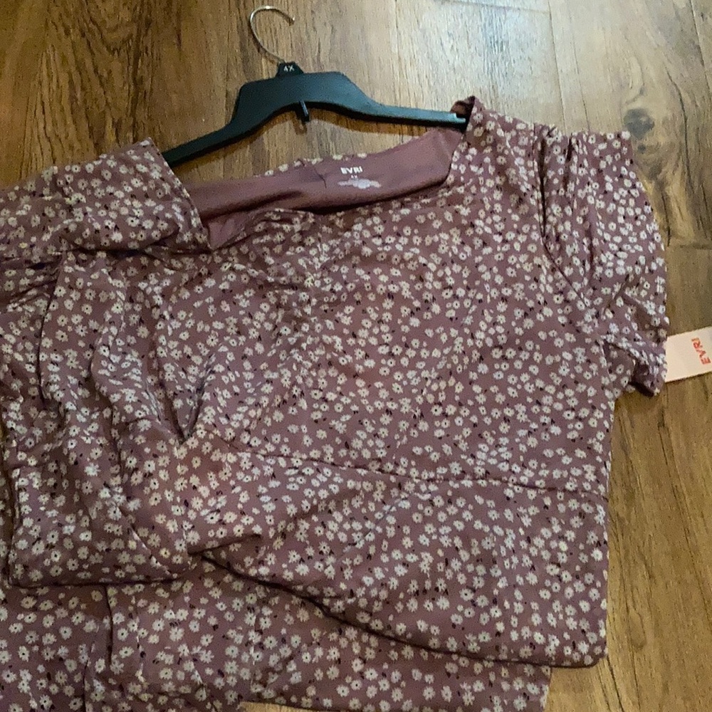 EVRI 4X Womens Plus Size Lavender Flower Dress